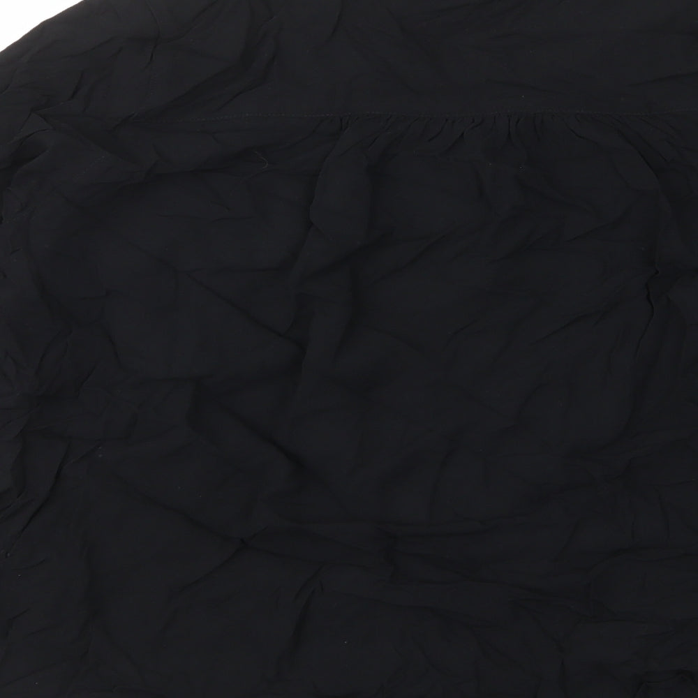 Marks and Spencer Womens Black Viscose Basic T-Shirt Size 12 V-Neck