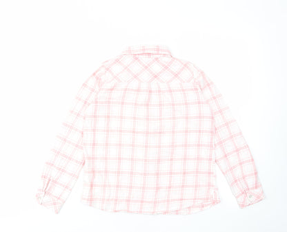Vertba Girls Pink Plaid Cotton Basic Button-Up Size 12 Years Collared Button