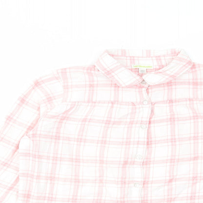 Vertba Girls Pink Plaid Cotton Basic Button-Up Size 12 Years Collared Button