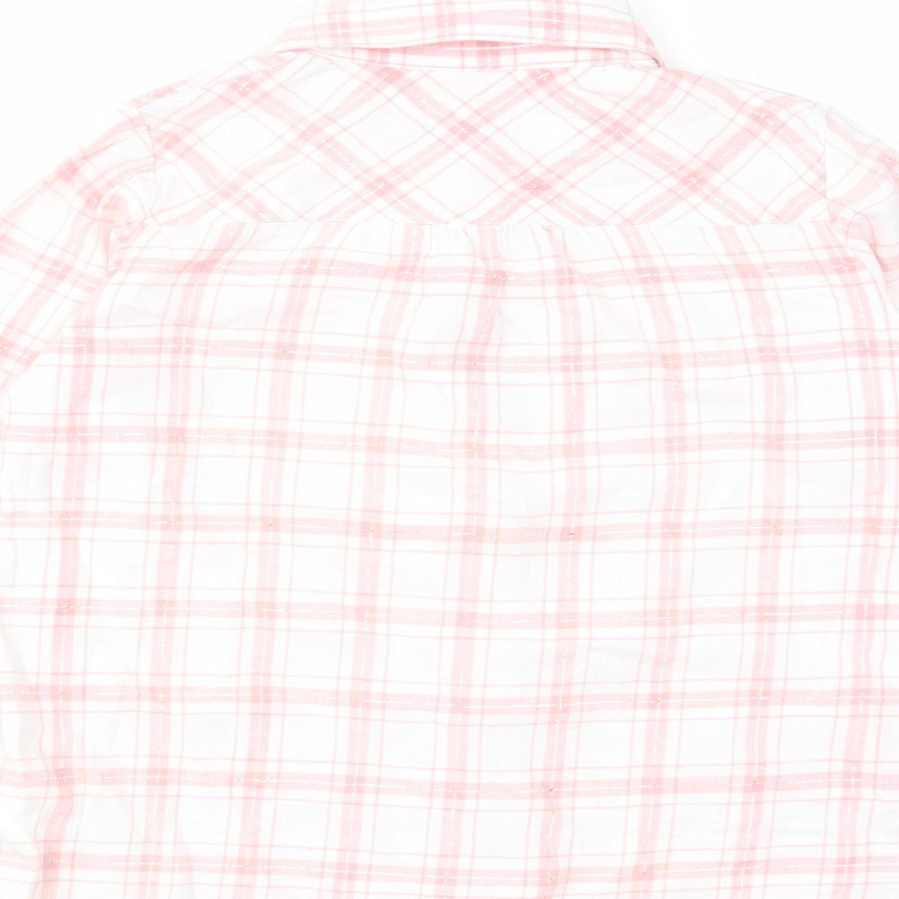 Vertba Girls Pink Plaid Cotton Basic Button-Up Size 12 Years Collared Button