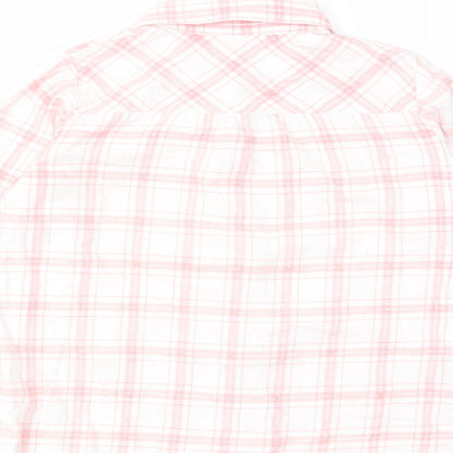 Vertba Girls Pink Plaid Cotton Basic Button-Up Size 12 Years Collared Button