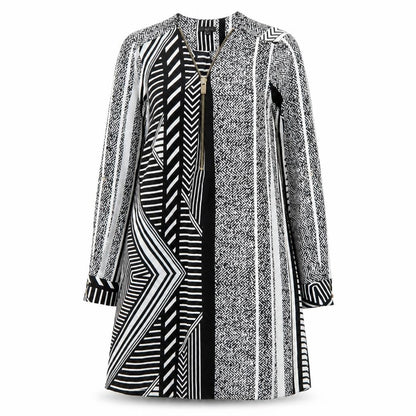 River Island Womens Black Geometric Polyester A-Line Size 10 V-Neck Pullover - Zip