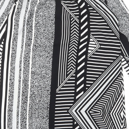 River Island Womens Black Geometric Polyester A-Line Size 10 V-Neck Pullover - Zip