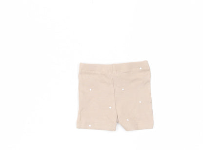 Marks and Spencer Baby Beige Polka Dot Cotton Cropped Trousers Size 0-3 Months Pullover - Embroided, Up to 1 Month