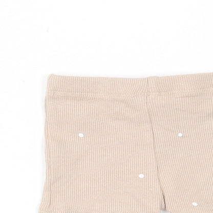 Marks and Spencer Baby Beige Polka Dot Cotton Cropped Trousers Size 0-3 Months Pullover - Embroided, Up to 1 Month