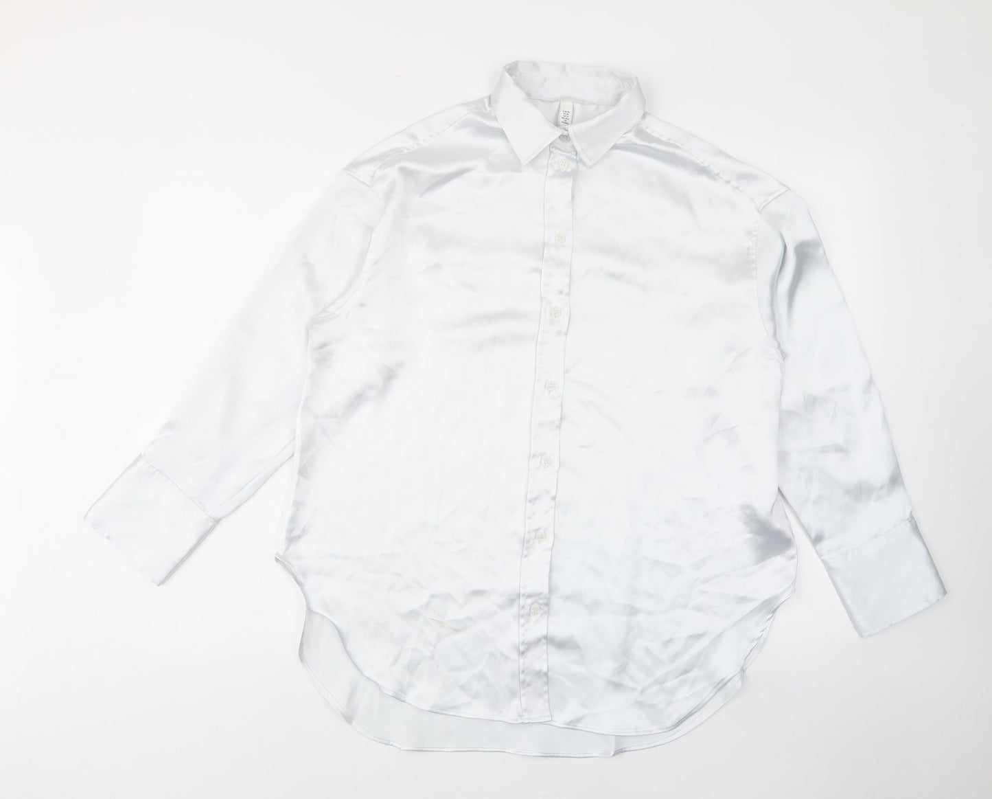 Womens UK Size XS H&M White Basic Button-Up