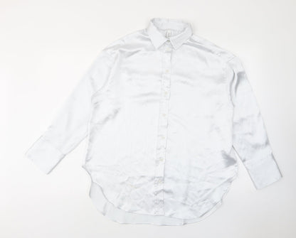 Womens UK Size XS H&M White Basic Button-Up
