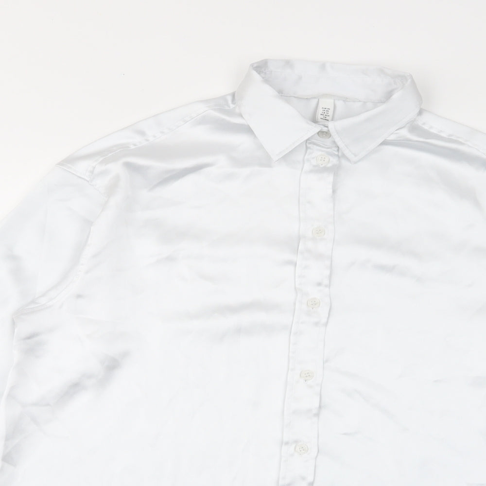 Womens UK Size XS H&M White Basic Button-Up