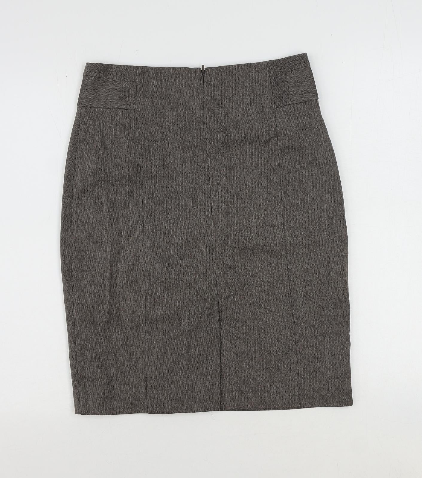 NEXT Womens Brown Polyester Straight & Pencil Skirt Size 10 Zip