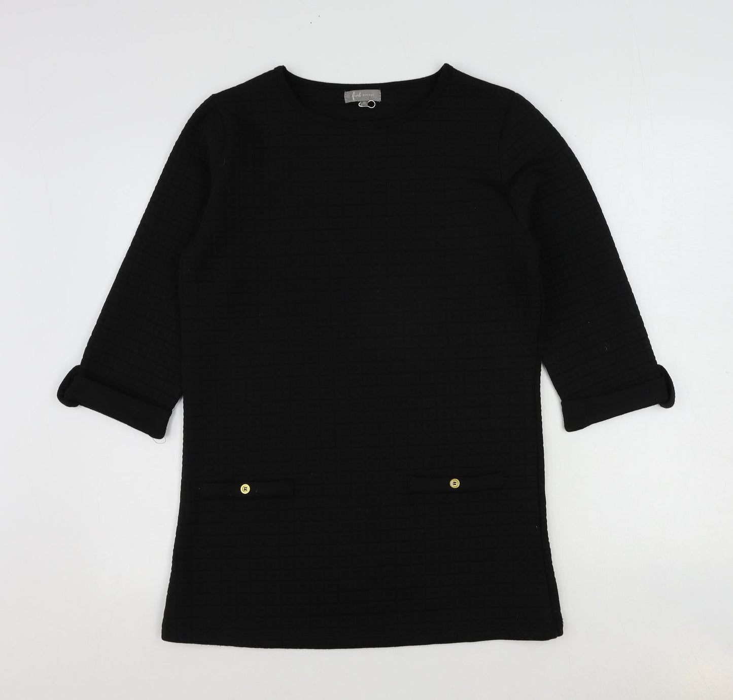 First Avenue Womens Black Polyester Tunic T-Shirt Size S Round Neck