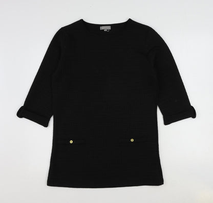 First Avenue Womens Black Polyester Tunic T-Shirt Size S Round Neck