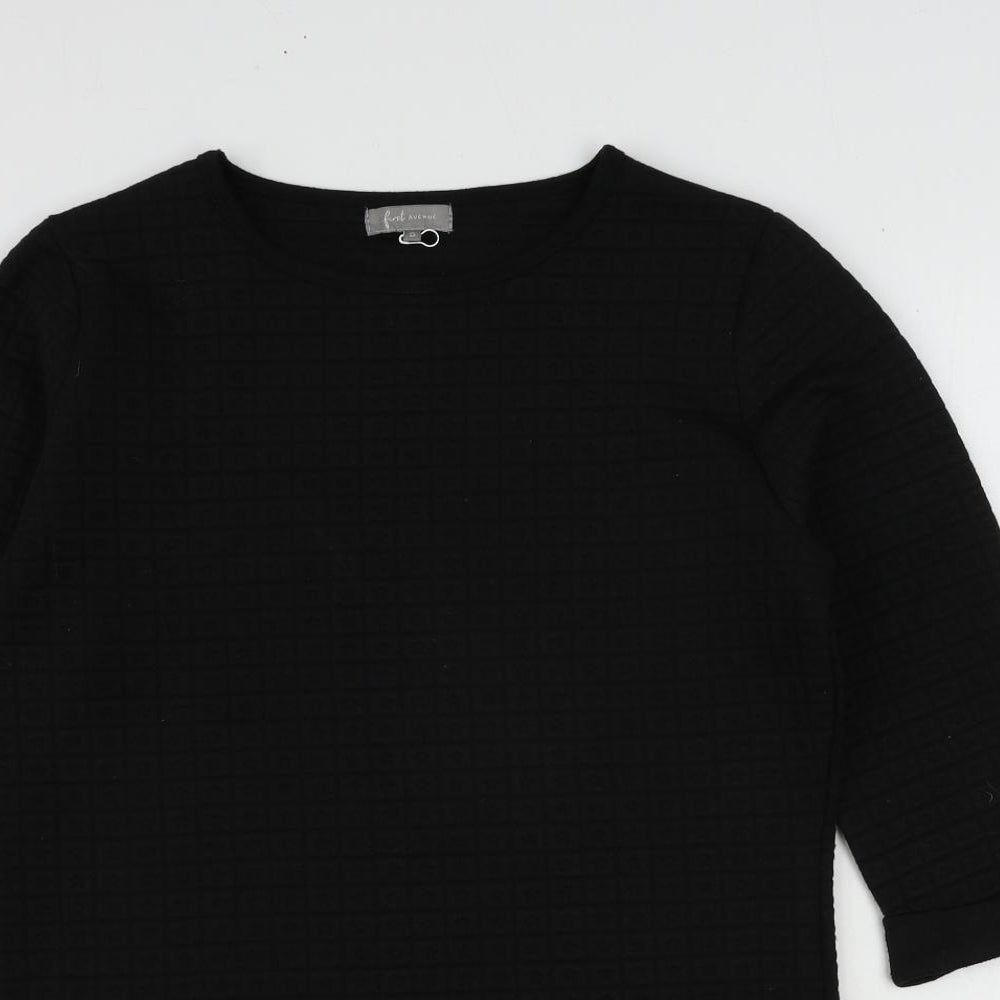 First Avenue Womens Black Polyester Tunic T-Shirt Size S Round Neck