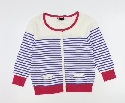 Womens UK Size M Text Ivory Cardigan Jumper