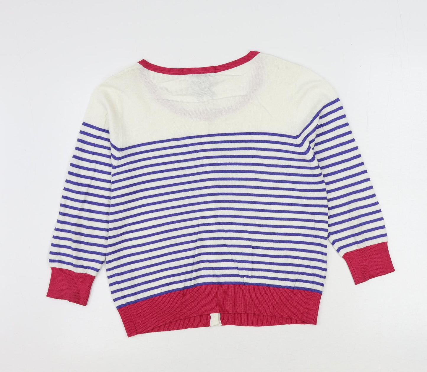 Womens UK Size M Text Ivory Cardigan Jumper