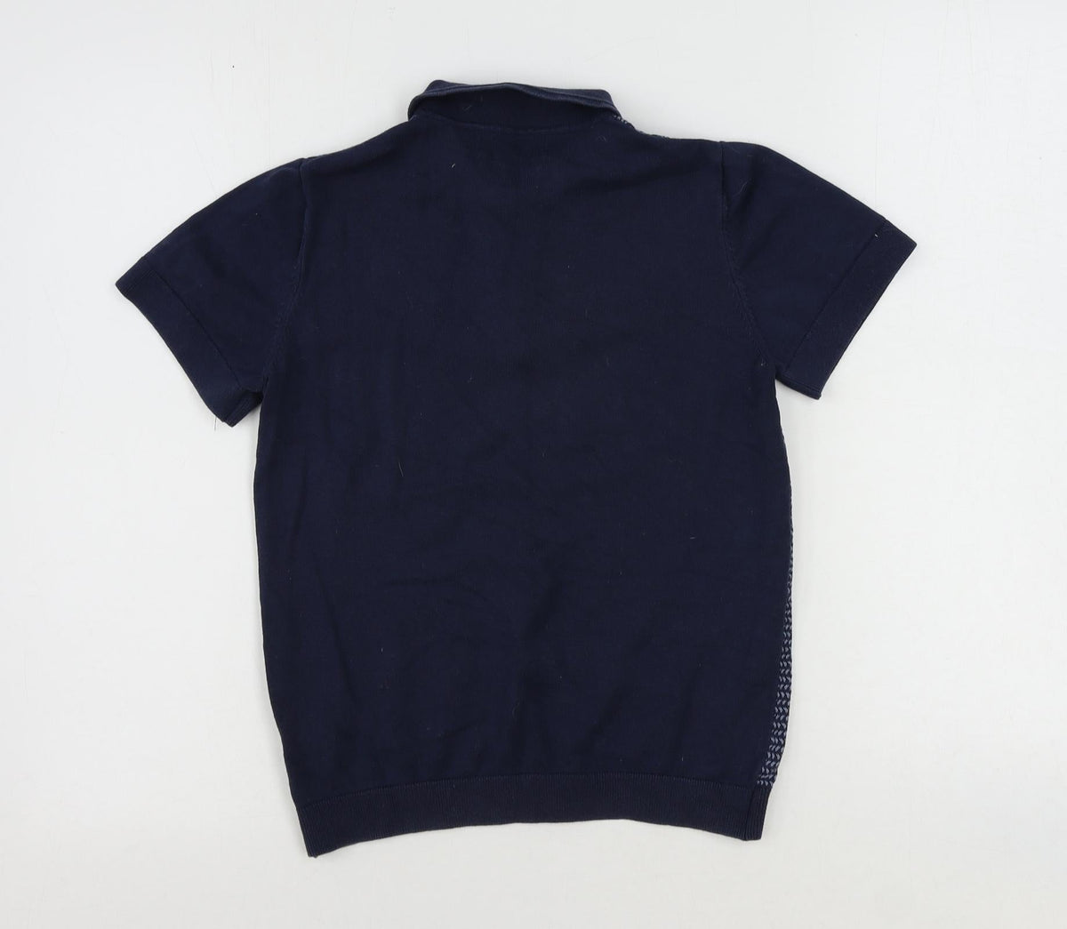 Next Boys Blue Collared Cotton Pullover Jumper Size 11 Years Button