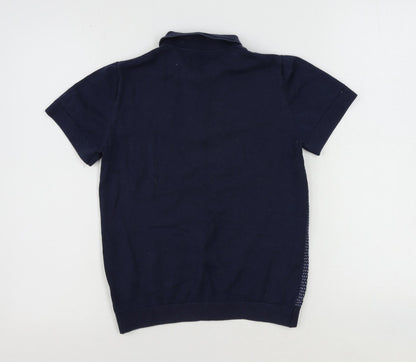 Next Boys Blue Collared Cotton Pullover Jumper Size 11 Years Button