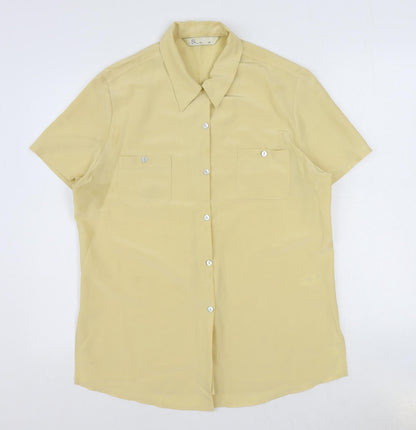 Womens UK Size 14 BHS Yellow Basic Button-Up