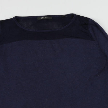 Esprit Womens Blue Round Neck Polyester Pullover Jumper Size M