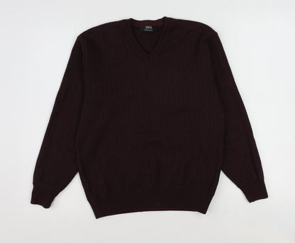 Marks and Spencer Mens Purple V-Neck Acrylic Pullover Jumper Size M Long Sleeve