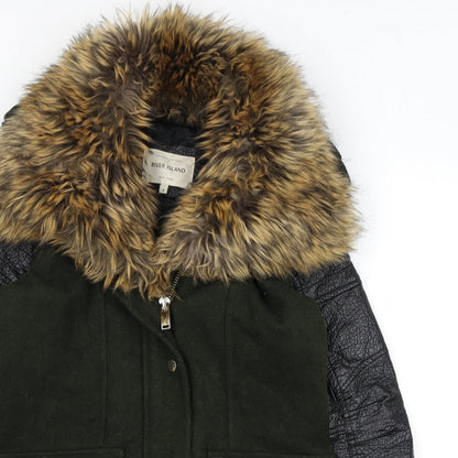 Womens UK Size 6 River Island Green Overcoat