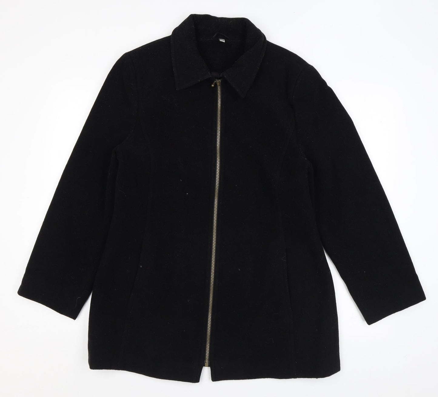 ZETA Womens Black Overcoat Coat Size 10 Zip