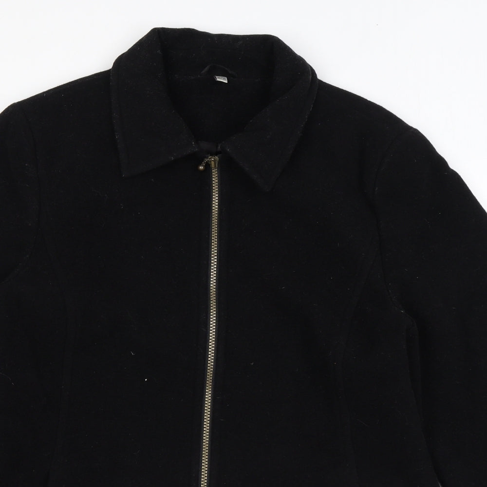 ZETA Womens Black Overcoat Coat Size 10 Zip