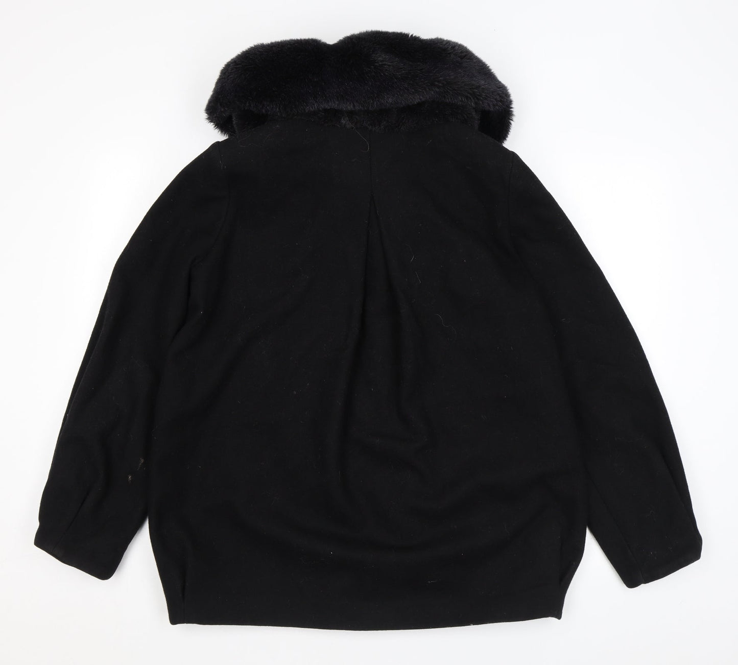 ABS Womens Black Overcoat Coat Size S Snap - Faux Fur