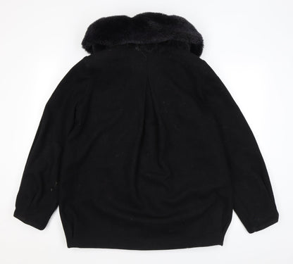 ABS Womens Black Overcoat Coat Size S Snap - Faux Fur