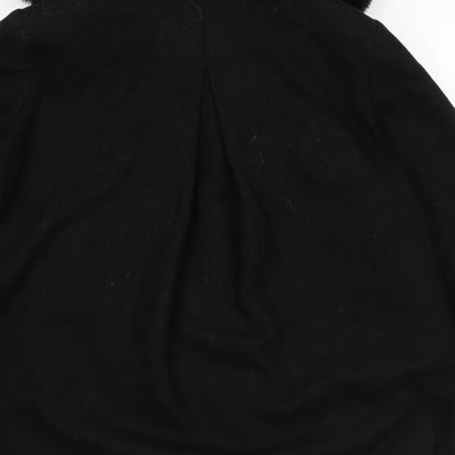 ABS Womens Black Overcoat Coat Size S Snap - Faux Fur