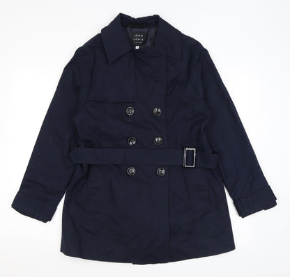 John Lewis Womens Blue Pea Coat Coat Size 10 Buckle - Belted