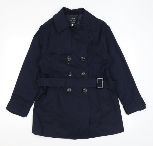 John Lewis Womens Blue Pea Coat Coat Size 10 Buckle - Belted
