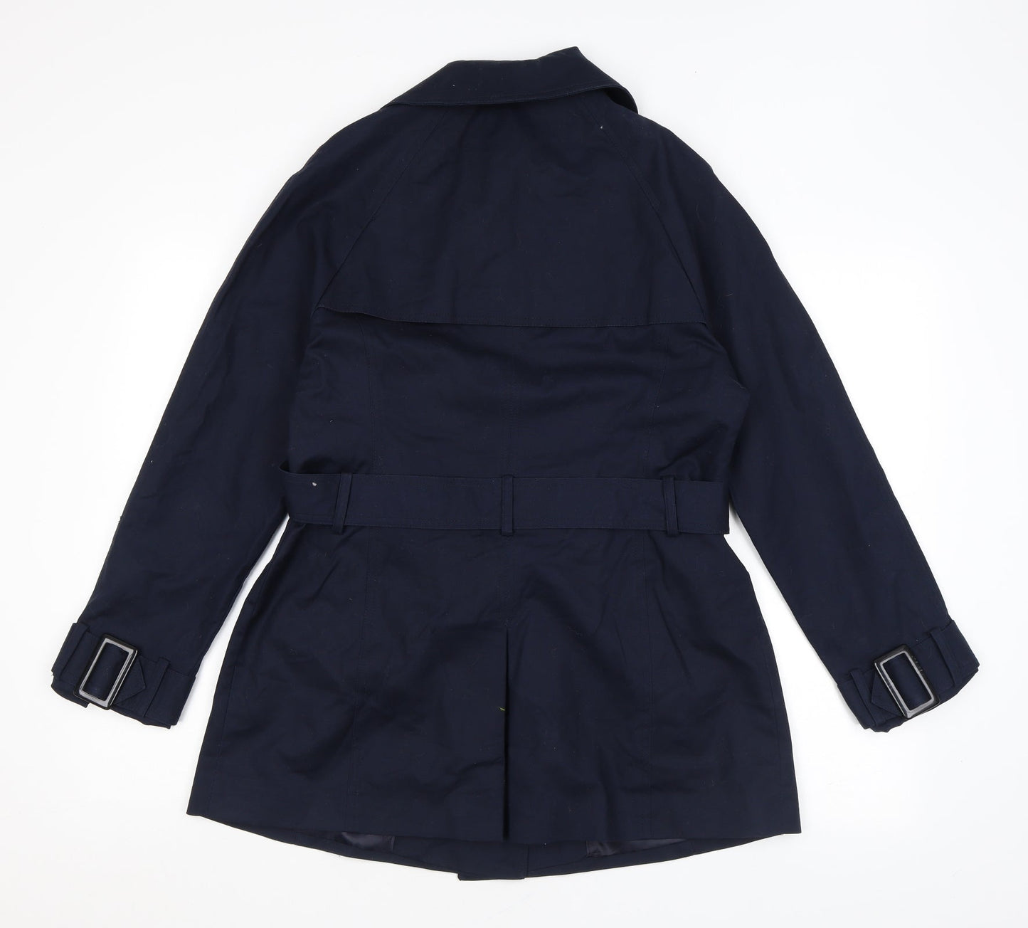 John Lewis Womens Blue Pea Coat Coat Size 10 Buckle - Belted