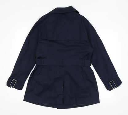 John Lewis Womens Blue Pea Coat Coat Size 10 Buckle - Belted