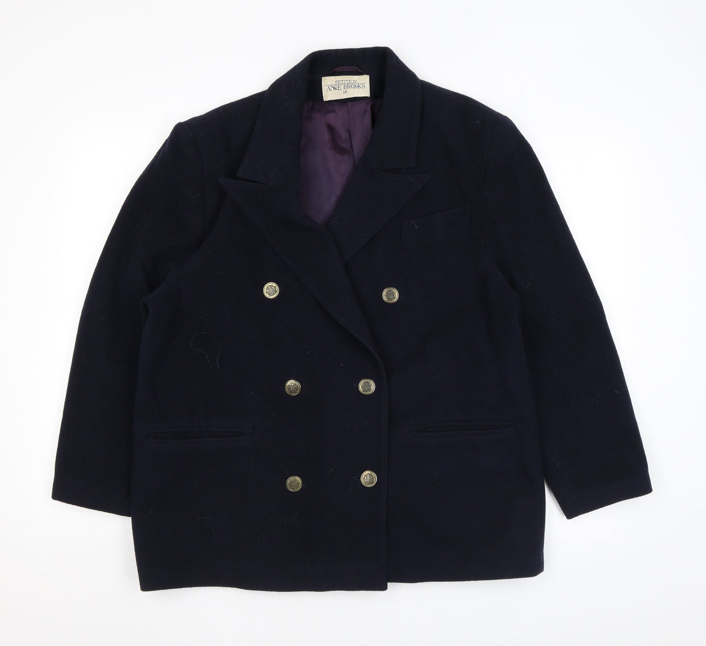 Womens UK Size 16 Anne Brooks Black Overcoat