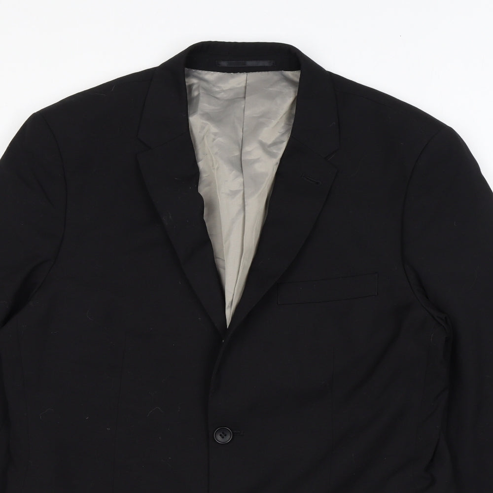 Topman Mens Black Polyester Jacket Suit Jacket Size 40 Regular