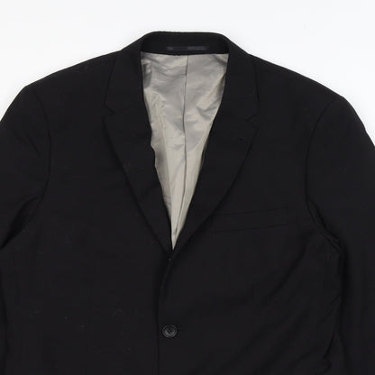 Topman Mens Black Polyester Jacket Suit Jacket Size 40 Regular