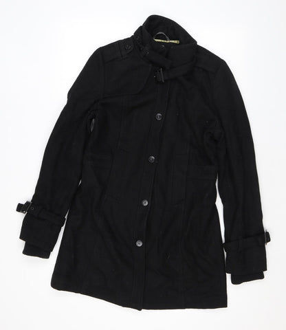Womens UK Size S Crafted Black Overcoat