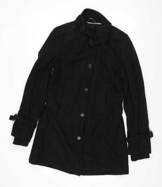 Womens UK Size S Crafted Black Overcoat