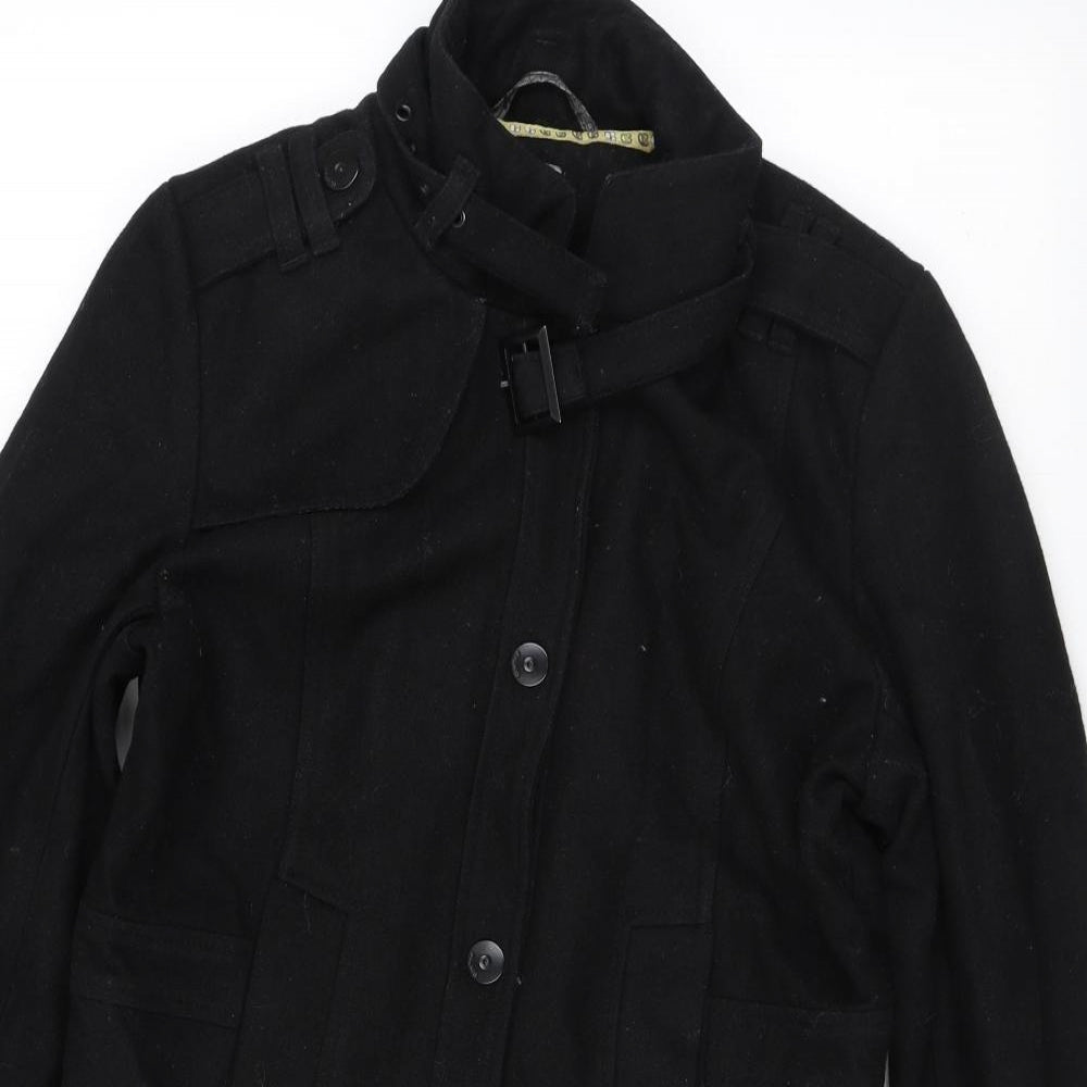 Womens UK Size S Crafted Black Overcoat