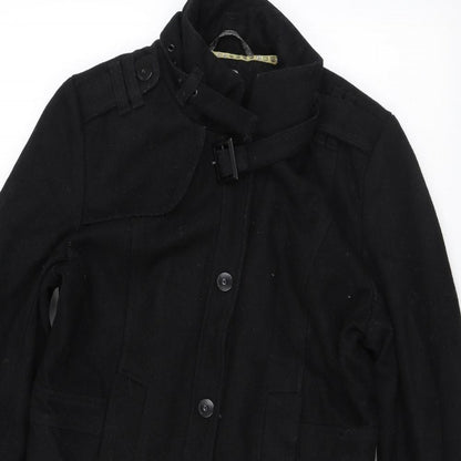 Womens UK Size S Crafted Black Overcoat