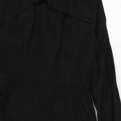 Womens UK Size S Crafted Black Overcoat