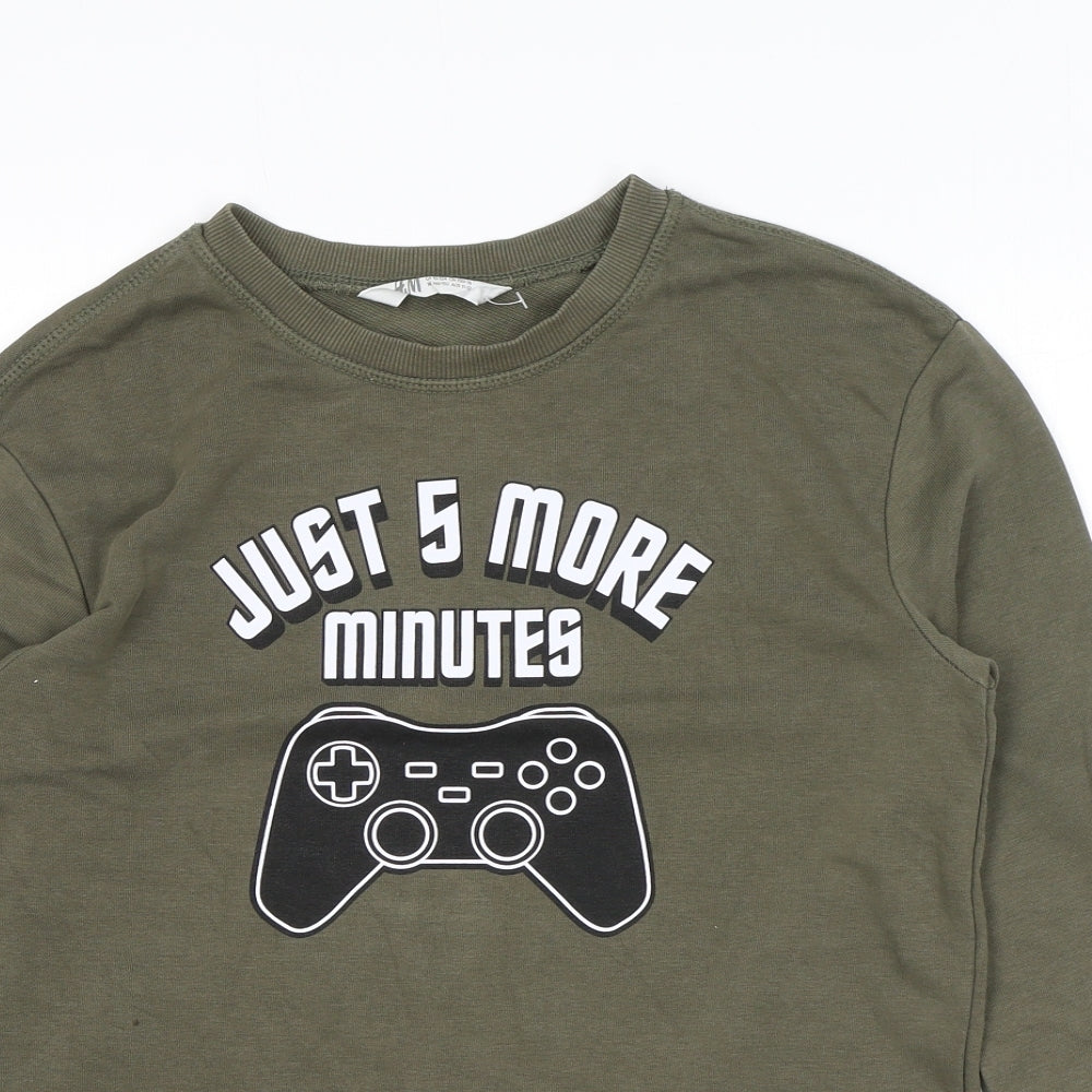 H&M Boys Green Cotton Pullover Sweatshirt Size 10 Years Pullover - Video Games