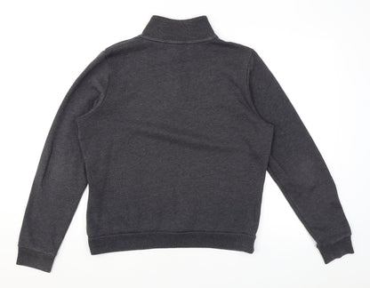 PINK Womens Grey Cotton Pullover Sweatshirt Size L Zip - Logo