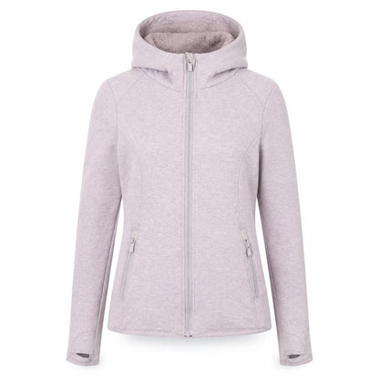 Front view of 90 degree women’s pink jacket, size S, zip
