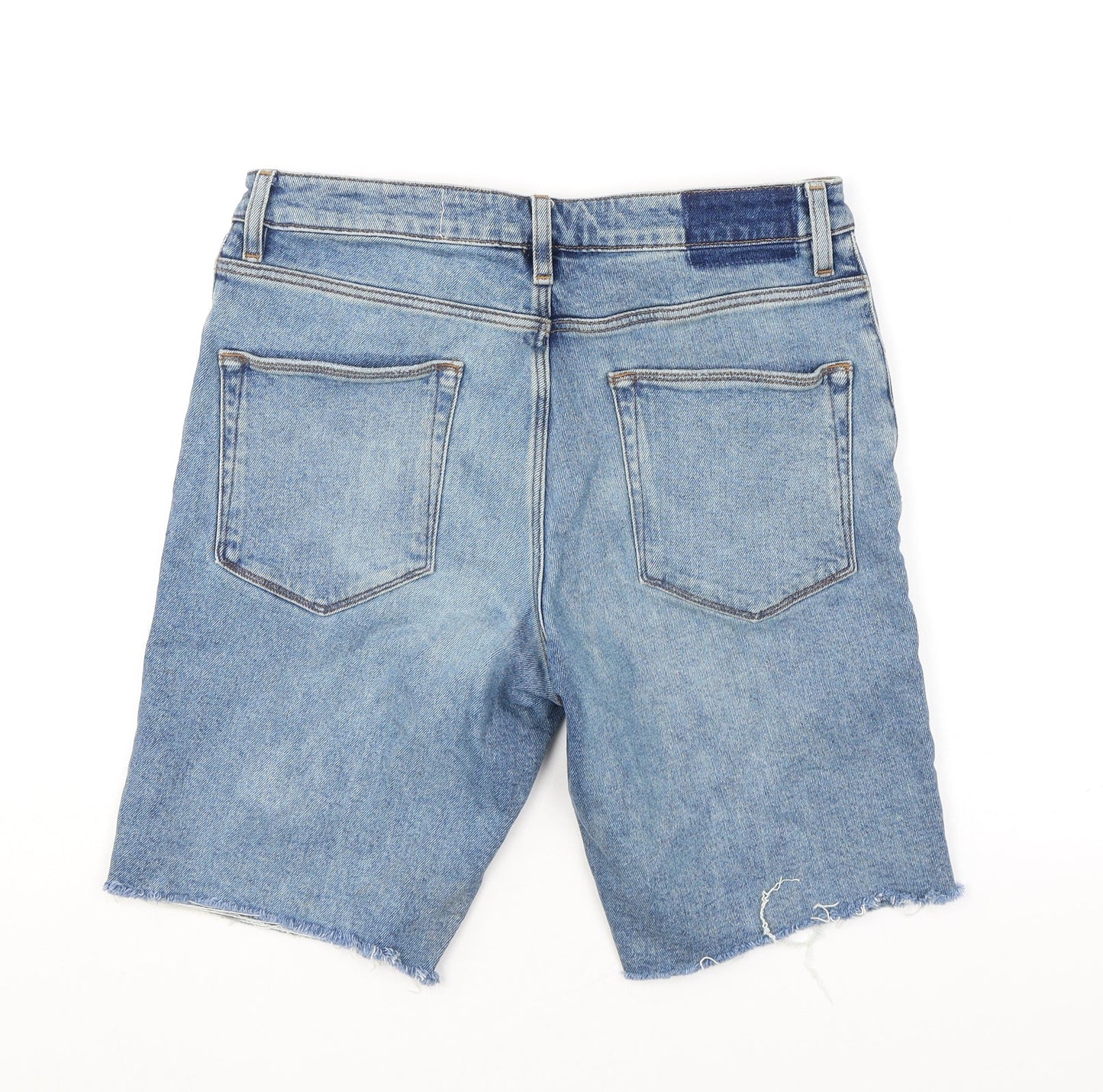 ASOS Mens Blue Cotton Bermuda Shorts Size 32 in L9 in Regular Zip - Distressed Look