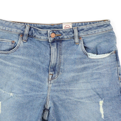 ASOS Mens Blue Cotton Bermuda Shorts Size 32 in L9 in Regular Zip - Distressed Look