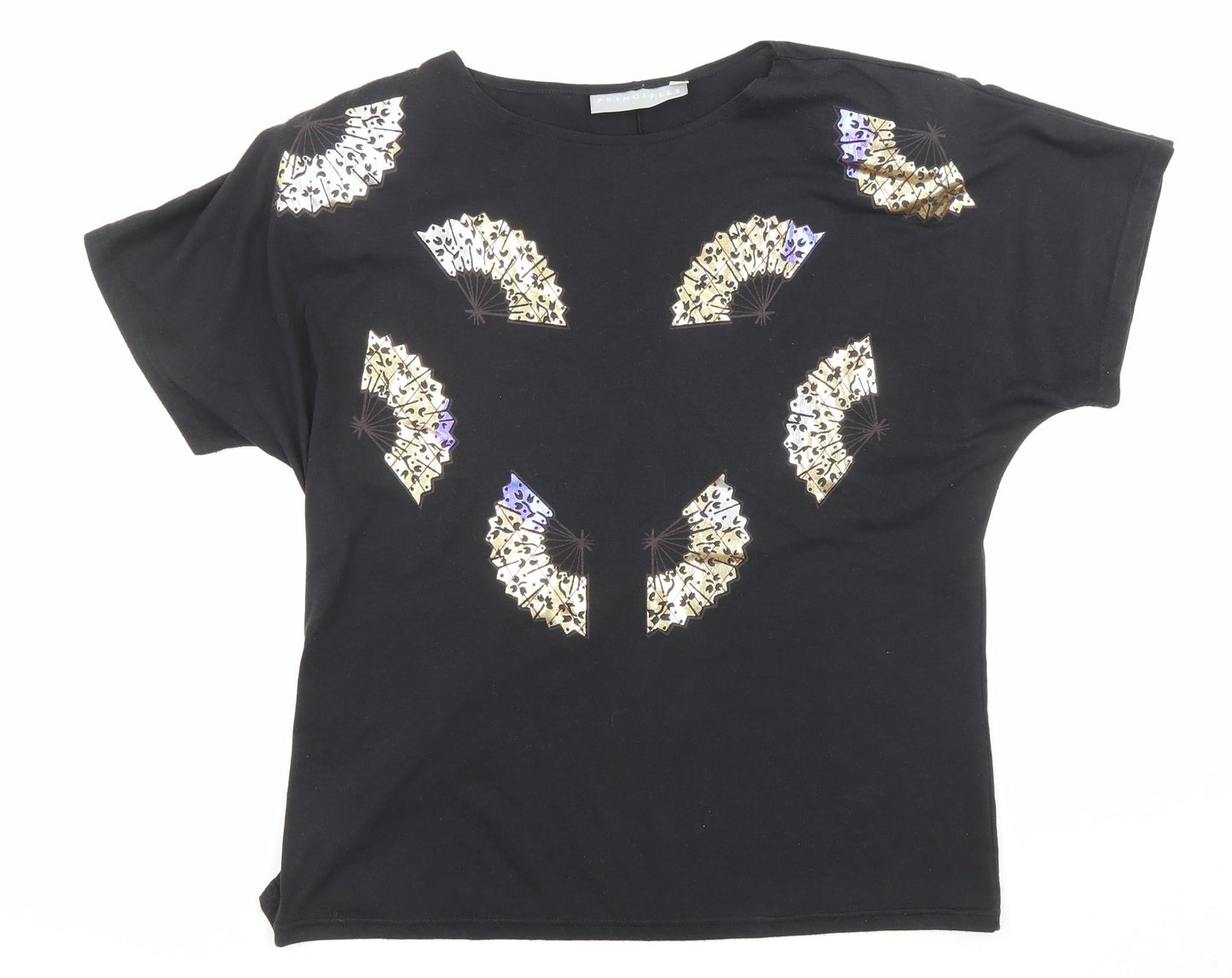 Womens UK Size M Principles Black Basic T-Shirt
