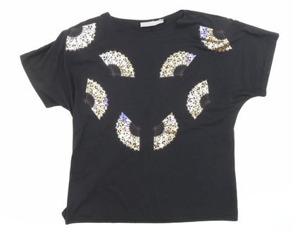 Womens UK Size M Principles Black Basic T-Shirt