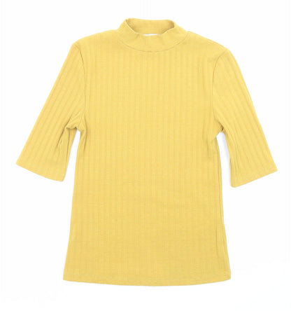 Joy Trent Womens Yellow Polyester Basic T-Shirt Size 8 Halter