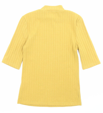 Joy Trent Womens Yellow Polyester Basic T-Shirt Size 8 Halter